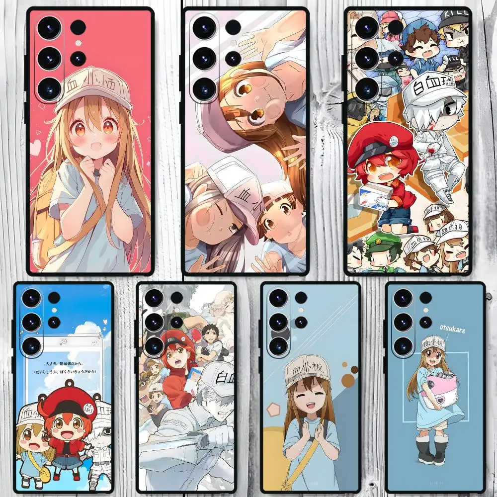 Cells at work Anime Cool Phone Case For Samsung Galaxy S26 S25 S24 S23 S22 S21 S20 Plus Ultra Note20 Soft Black