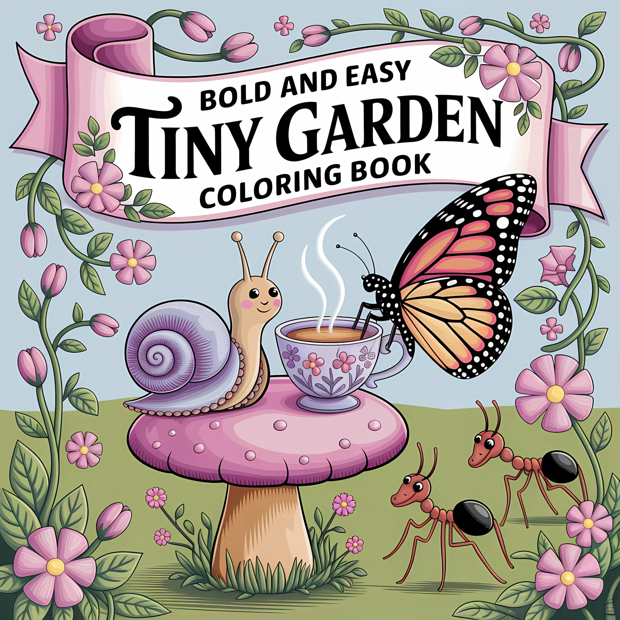Tiny Garden Coloring Book for Adult Colouring Book, Birthday Day Gift, Back to School Supplies, Adults Cute Drawing Book