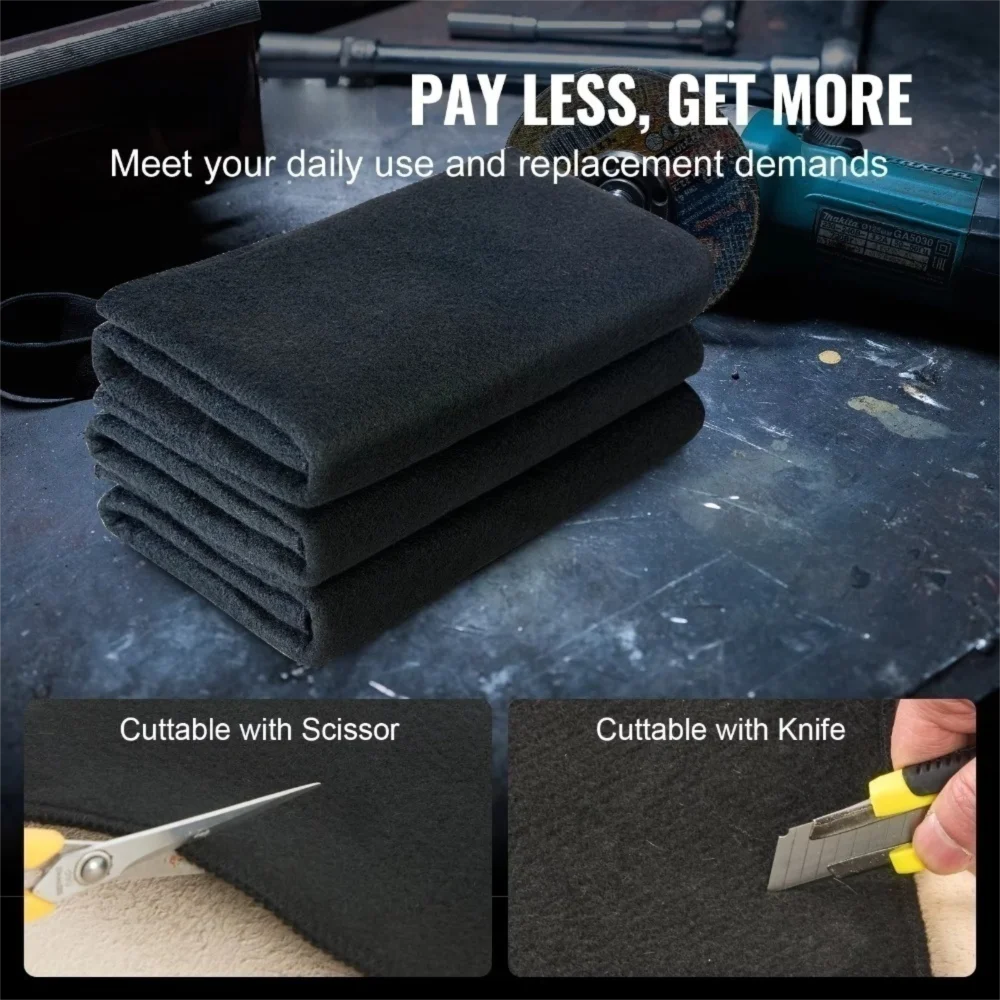 100*100cm カーボンファイバーフェルト耐火難燃トーチシールドマットブラック高温耐性