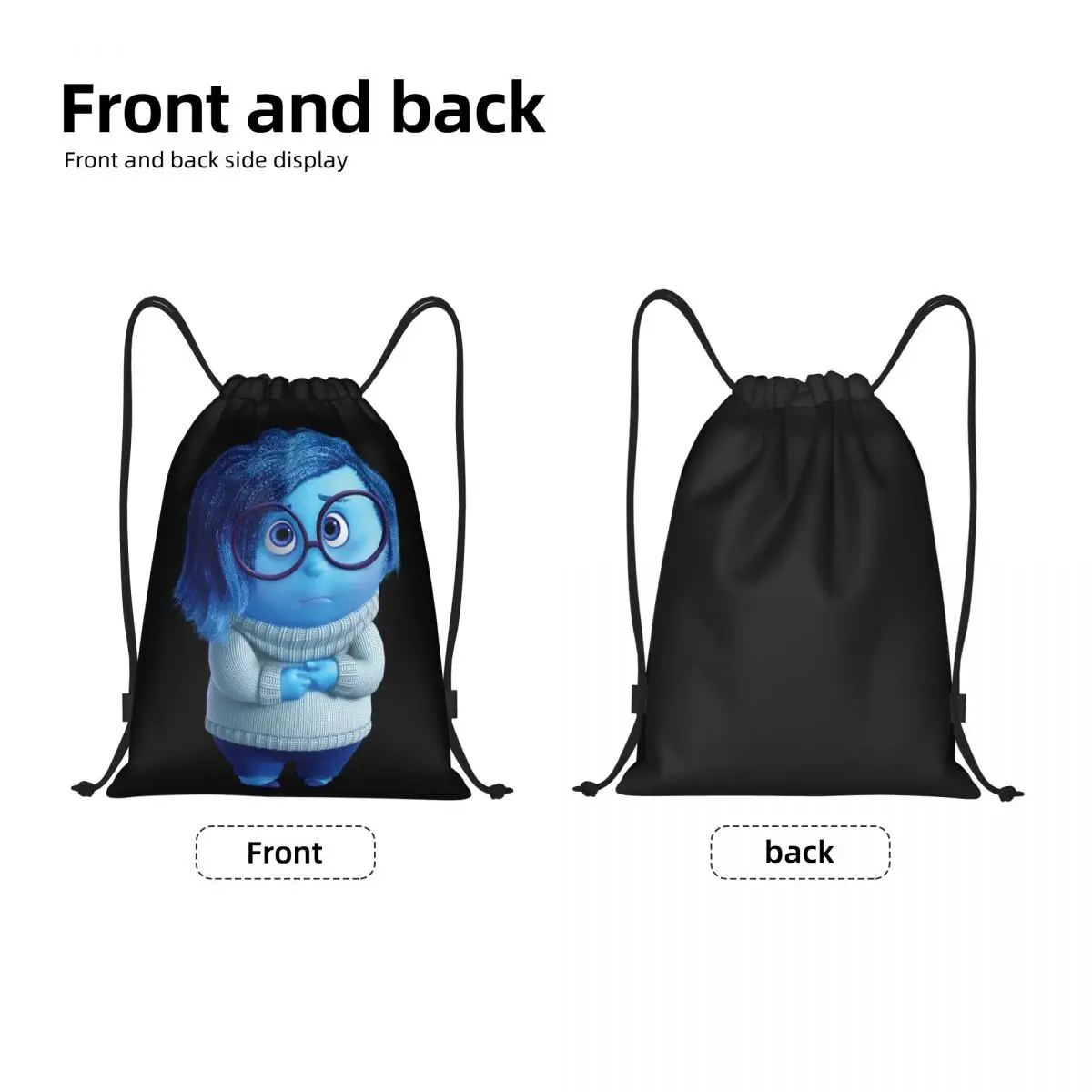 Custom Sadness Inside Out Drawstring Backpack Sports Gym Bag for Women Men Shopping Sackpack