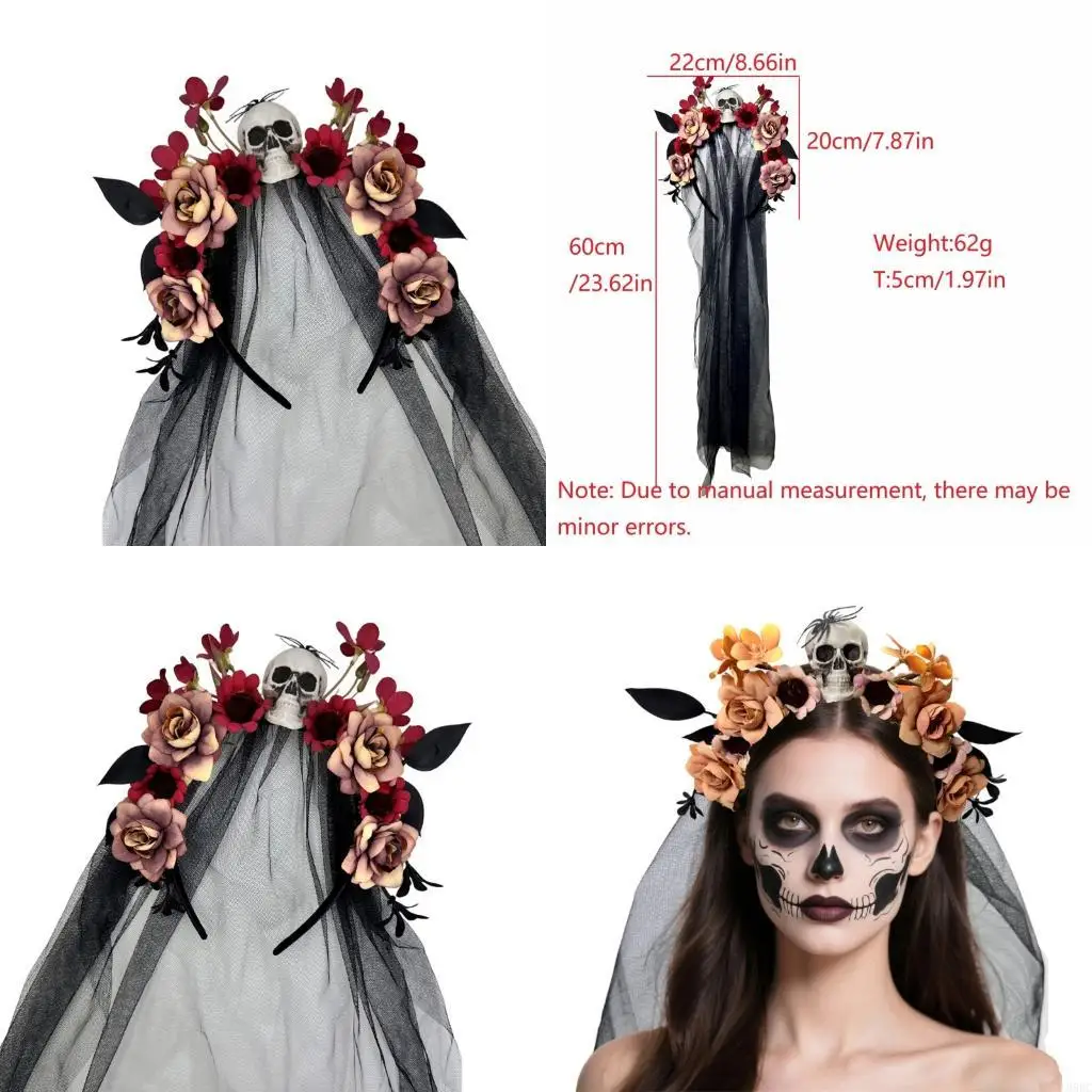 

39BC Witch Headciece Skull Hairhoop для костюма на Хэллоуин