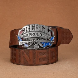 A casual, individual and retro belt, Western-style clothing accessory, metal buckle, PU belt, suitable for both men and women