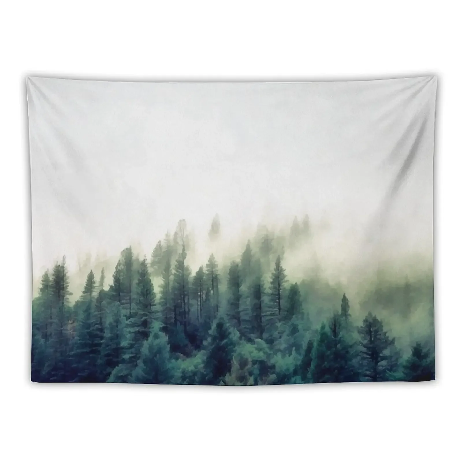 Misty Forest Pine Trees Watercolor Tapestry Wall Decoration Items Room Decor Wall Decoration Tapestry