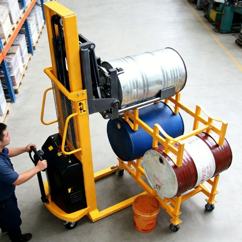 Semi-electric oil drum stacker automatic strut lateral lifting steel oil drum stacker