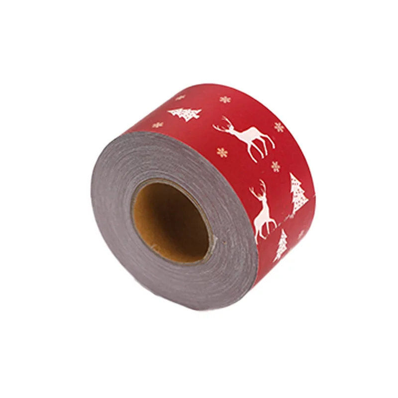 5CMX50M Kraft Paper Adhesive Tape Christmas Reindeer Stripes Kawaii Masking Tapes DIY Stickers Box Packing Adhesive Paper