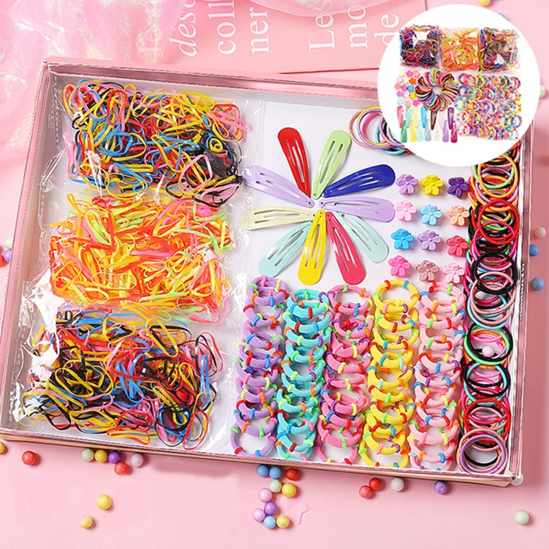 Girls Colorful Hair Bands Set Nylon Elastic Rubber Children Ponytail Holder Scrunchies Baby Cute Accessories