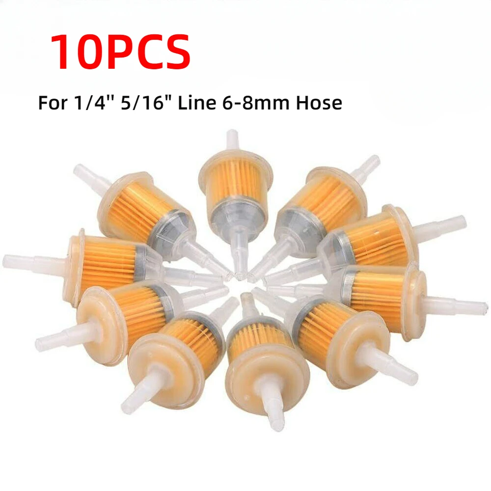 

10pcs Motor Inline Gas Small Engine For 1/4'' 5/16" 6mm-8mm Line For Lawn Mower Auto Motorcycle Atv Oil Fuel Filter Petrol Cup