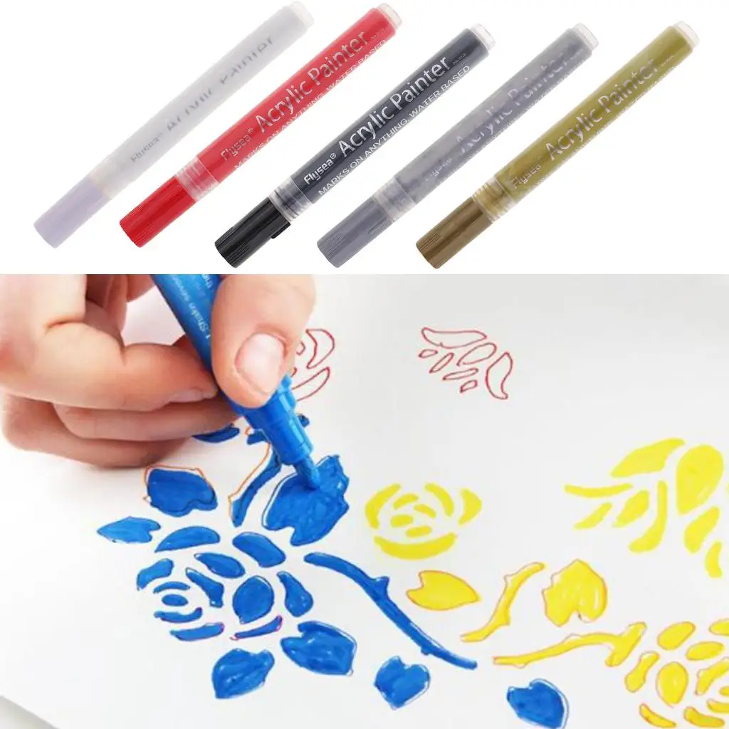 Acrylic Paint Markers Pen Waterproof Art Permanent Paint Pens for Painting on Rock Glass Canvas Fabric Wood DIY Craft Projects