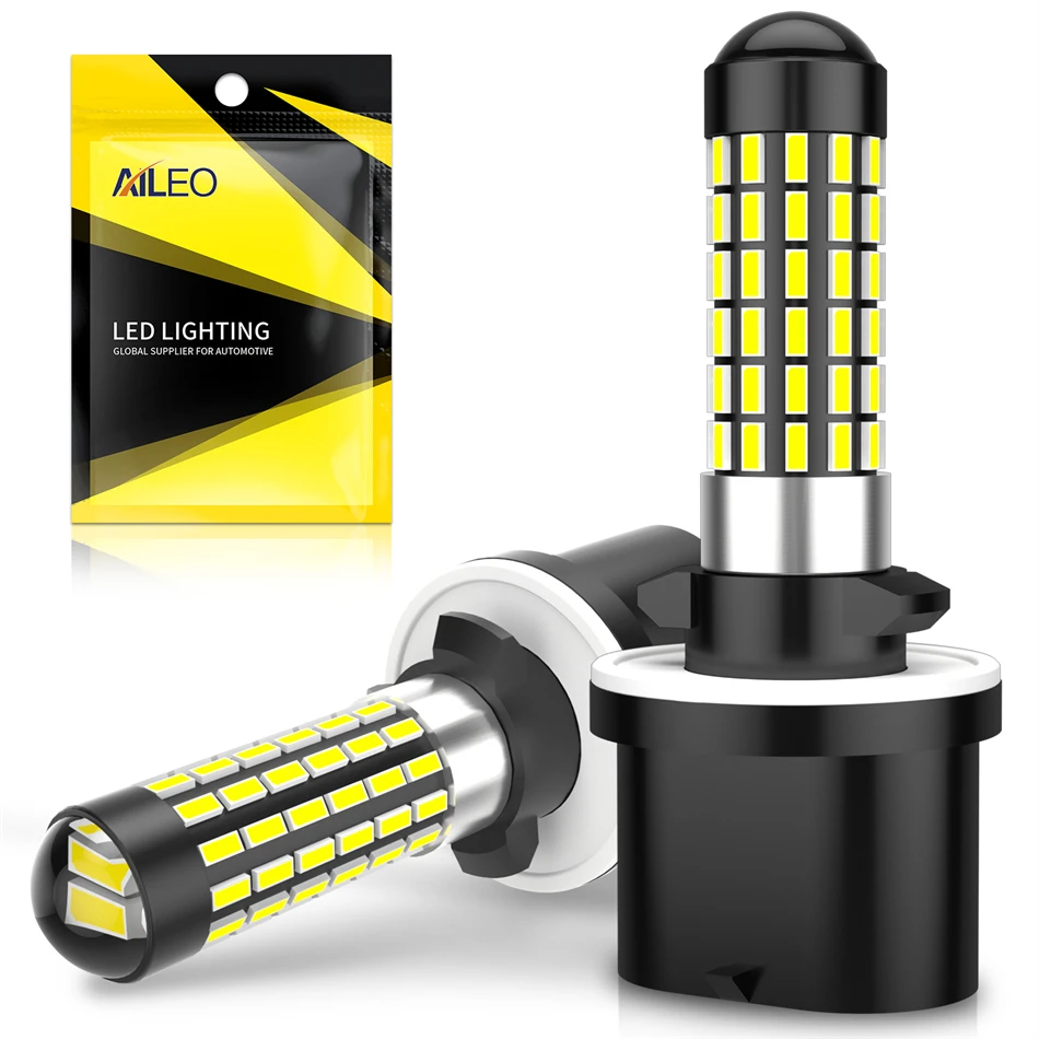 AILEO-Luz LED antiniebla de alta potencia para coche, lámpara de circulación diurna, 2 piezas, 6000K, H27W/1, 880, 890, 899, 892, 893, 884, 885