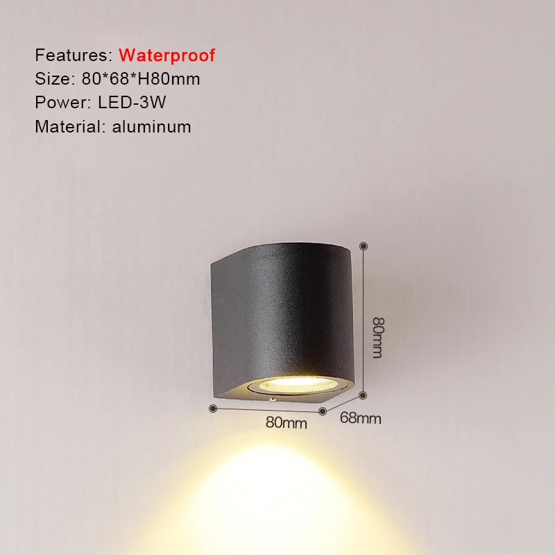 Trazos rundes Quadrat moderne Wand leuchten Garten Veranda IP65 wasserdicht nach unten Beleuchtung im Freien LED Schlafzimmer Lampe Wand dekoration 3