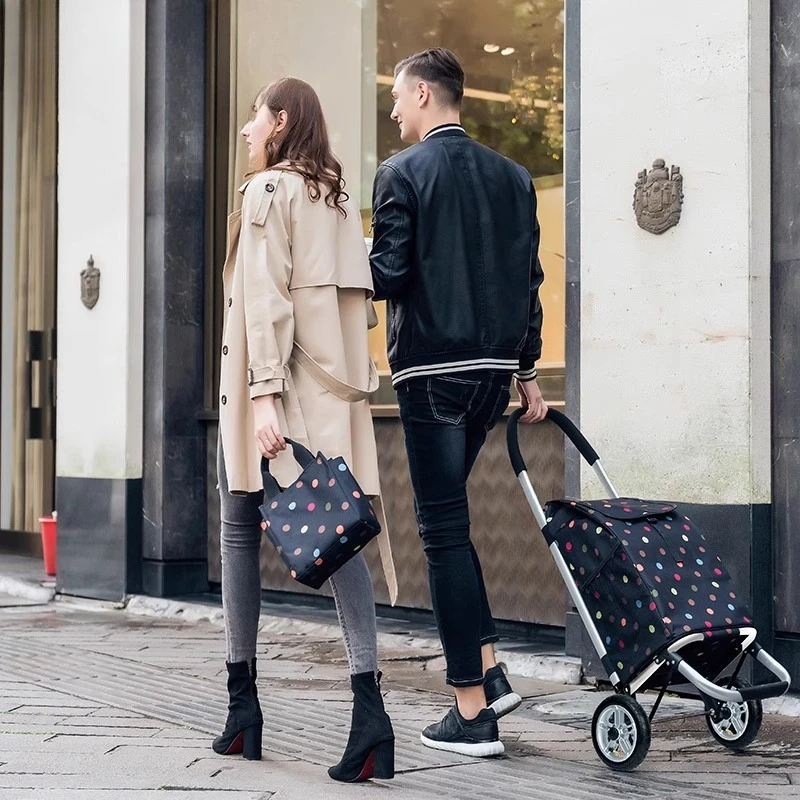 Shopping cart, small pull , portable folding shopping , stair climbing trolley , inflatable wheel, household aluminu