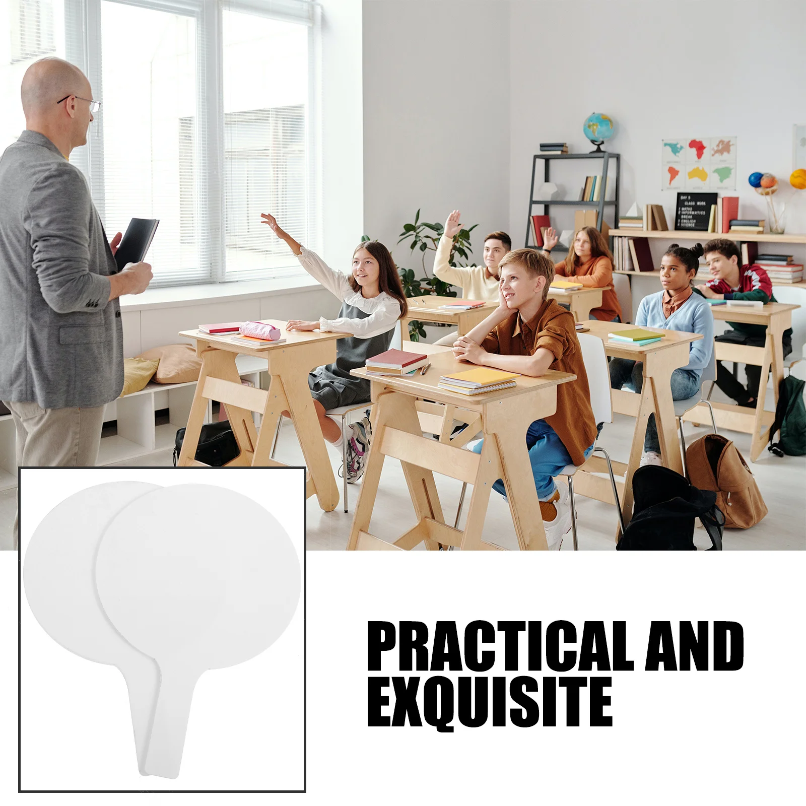 2Pcs Answer Paddle Dry Erase Board Double Sided Acrylic Handheld Whiteboard Classroom Teaching Writing Tool for Students