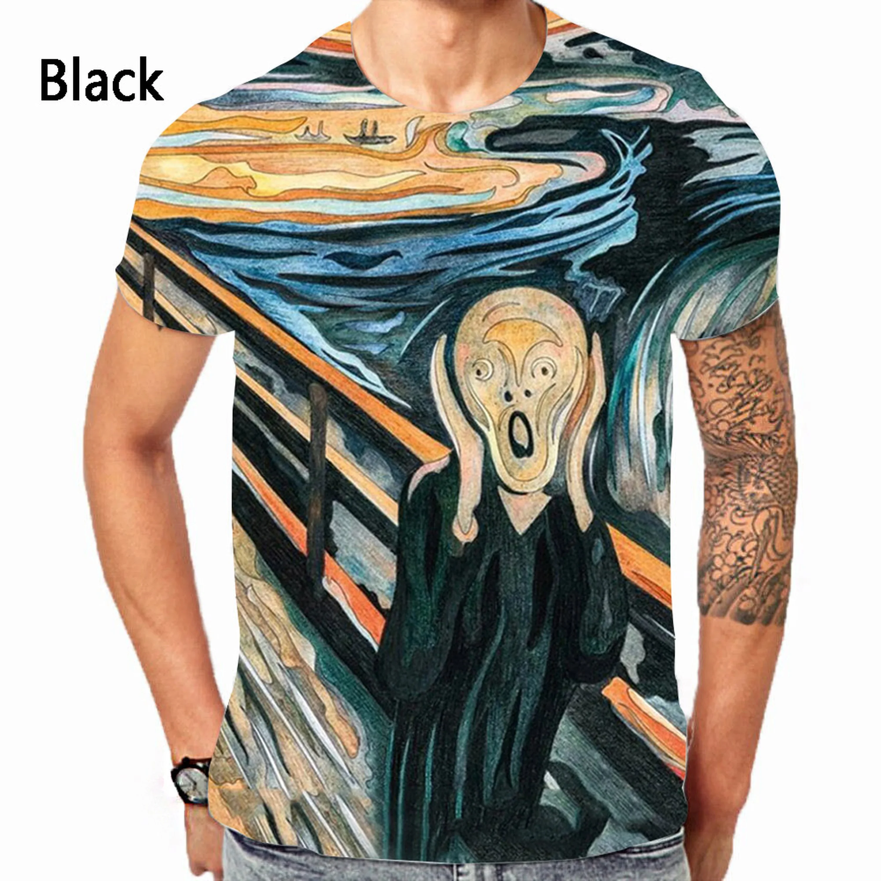 2024 Summer 3d Printed Vincent Van Gogh Pattern Men\'s T-shirt Comfortable Breathable Fashion Casual Plus Size Loose Top 6xl