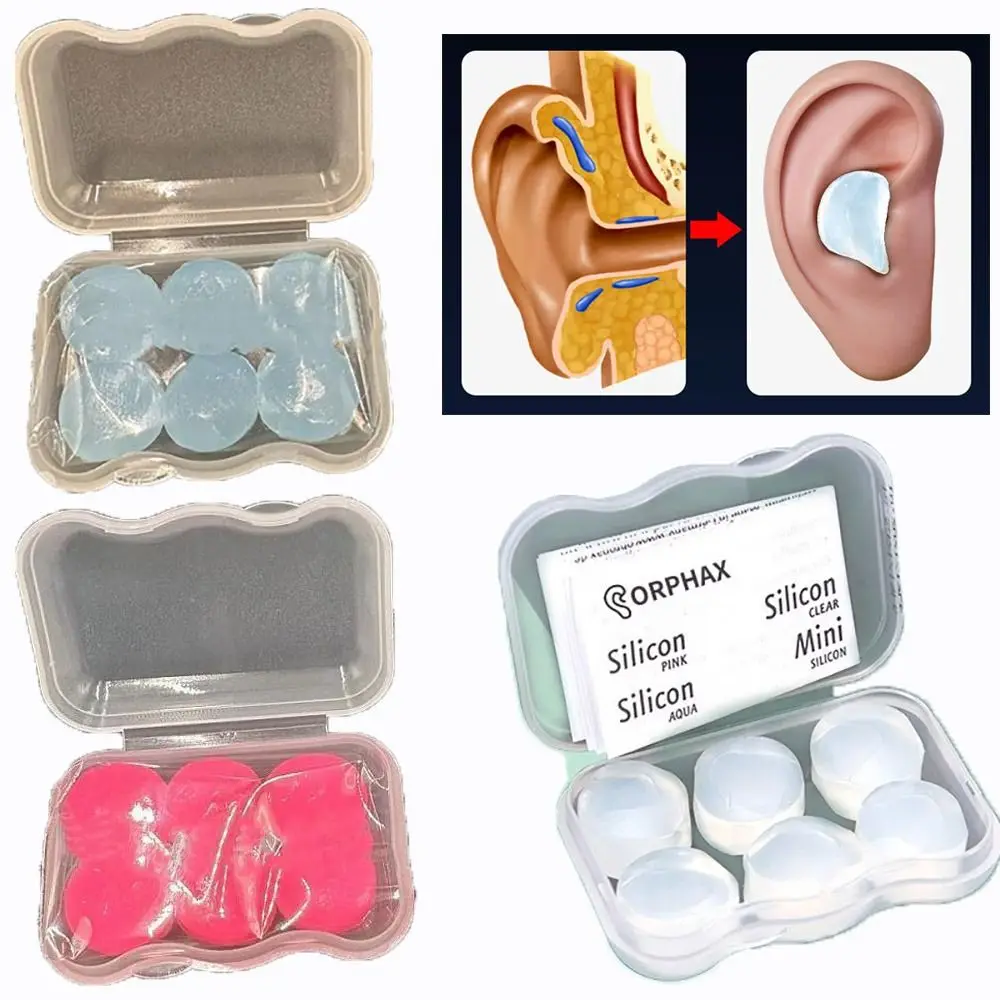 6PCS Soft Silicone Ear Plugs Transparent Sleeping Sound Insulation Earmuffs Swimming Anti-noise Noise Reduction Earplugs Unisex