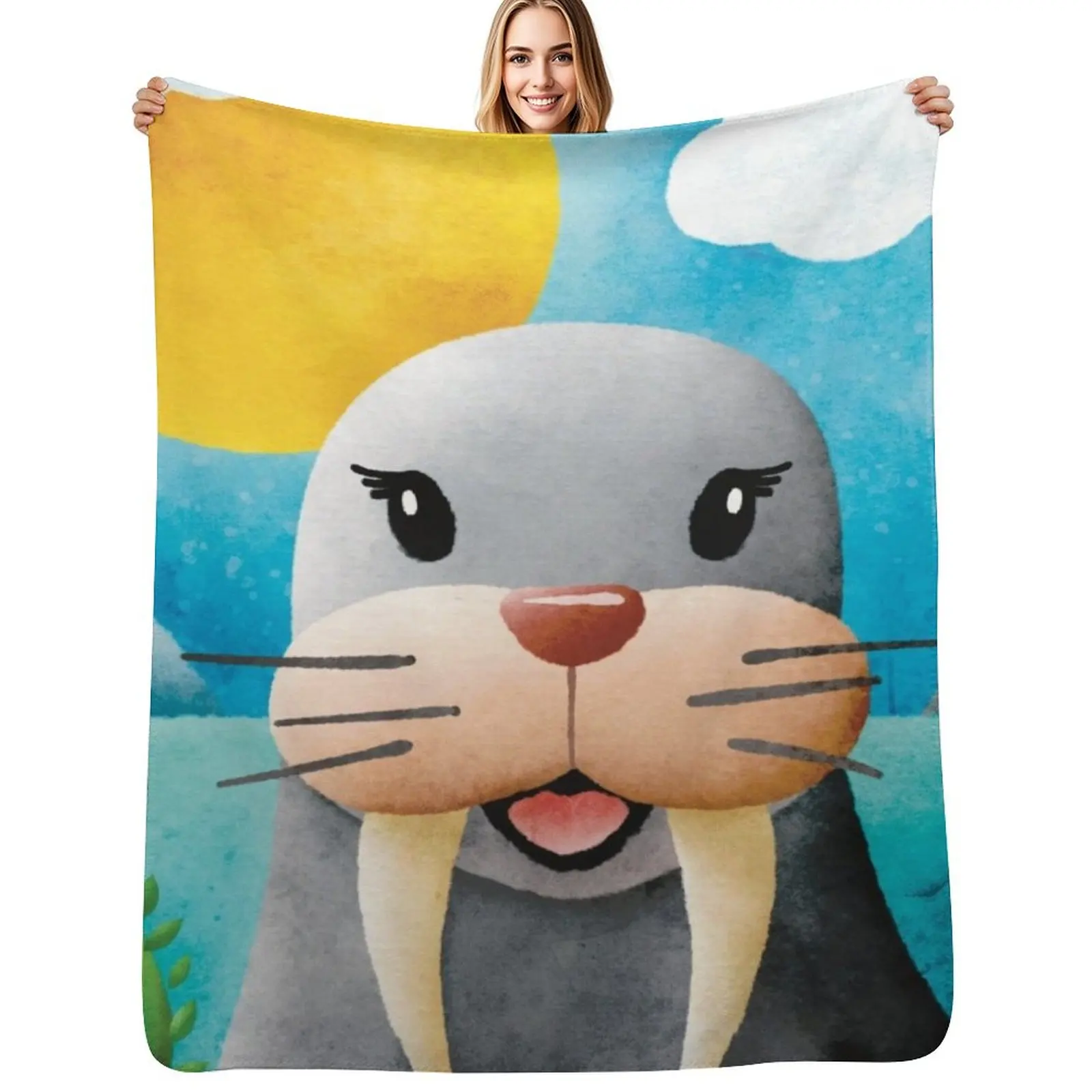 

Barbara Walrus - Not 20/20, but close - Nursery Art Throw Blanket Polar Luxury St wednesday Sofa Blankets
