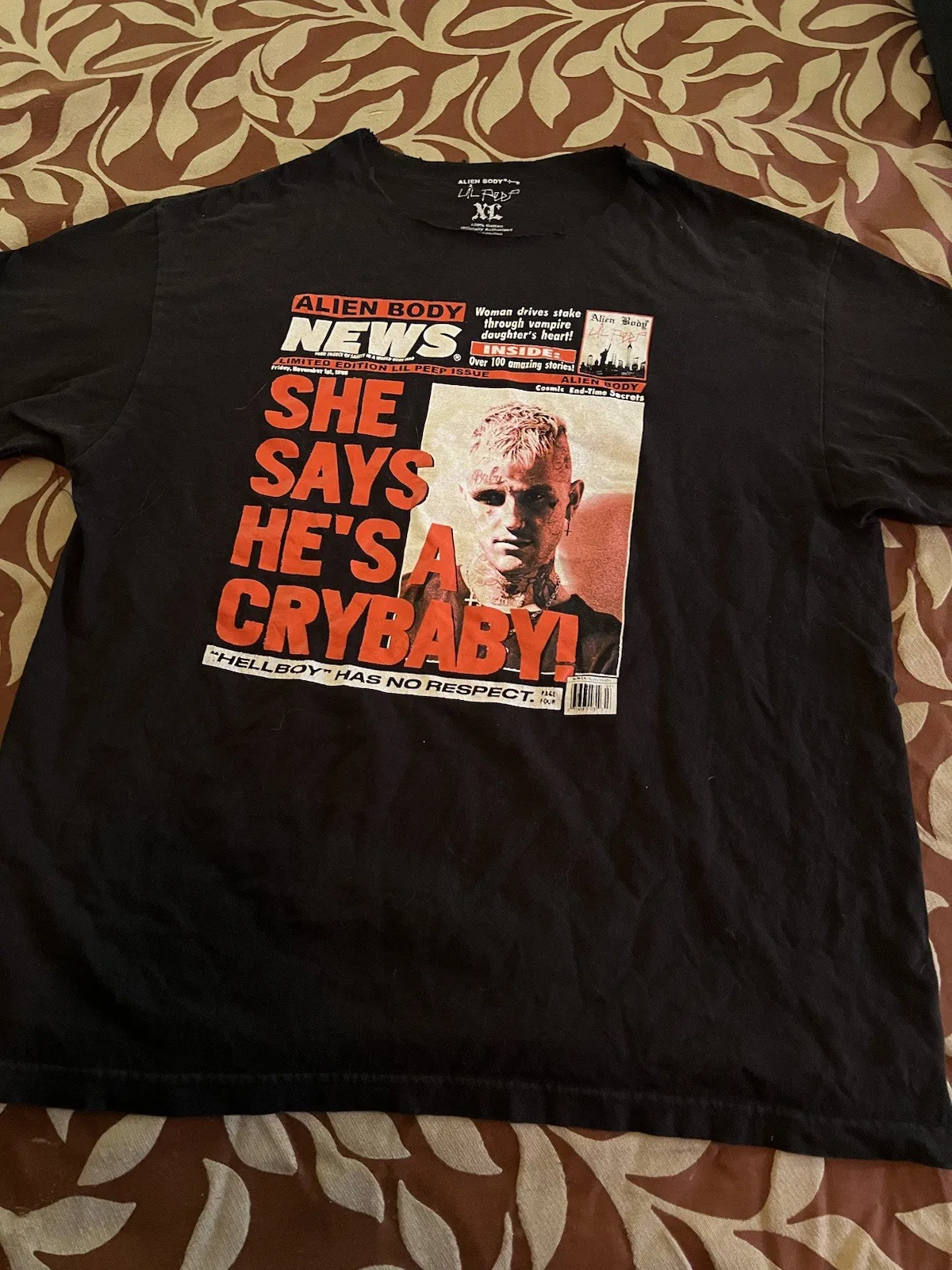 Футболка Alien Body Lil Peep мужская черная XL Crybaby Rap
