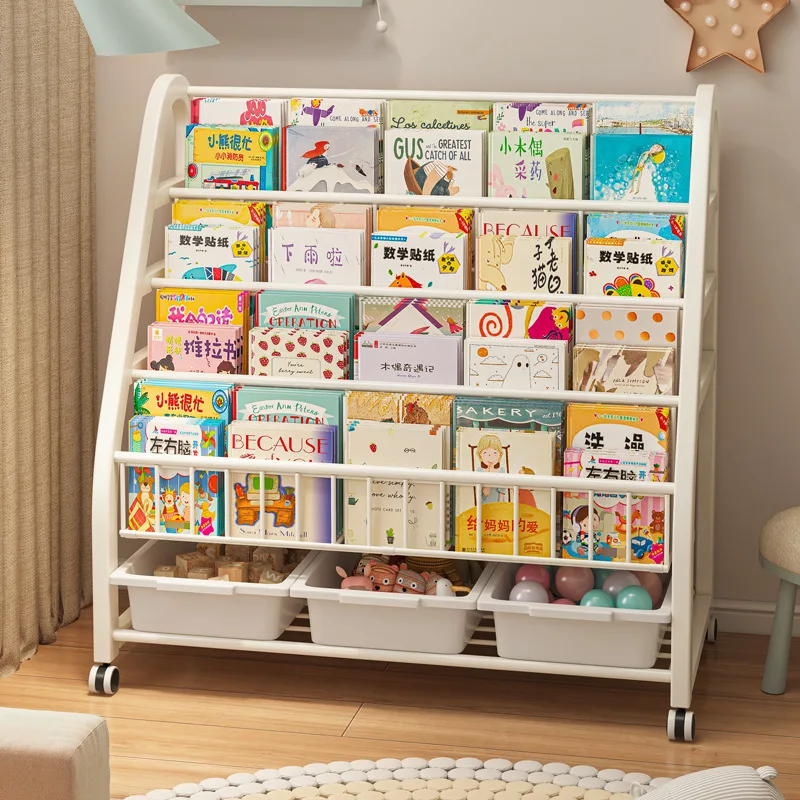 

Children's bookshelf household reading area mobile toy storage simple baby bookcase shelf floor