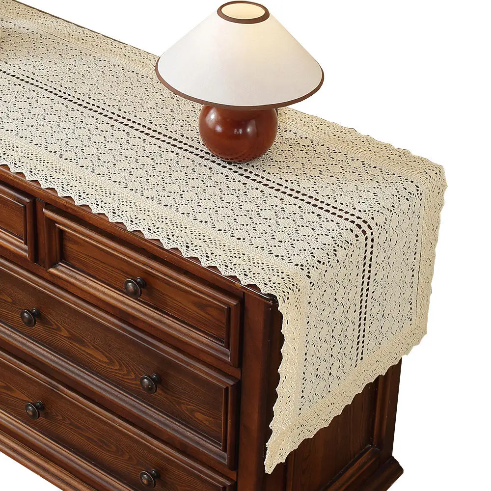 Handmade Feel Lace Table Runner French Vintage Design Decorative Cover For Coffee Table Dining Room Party Ornament