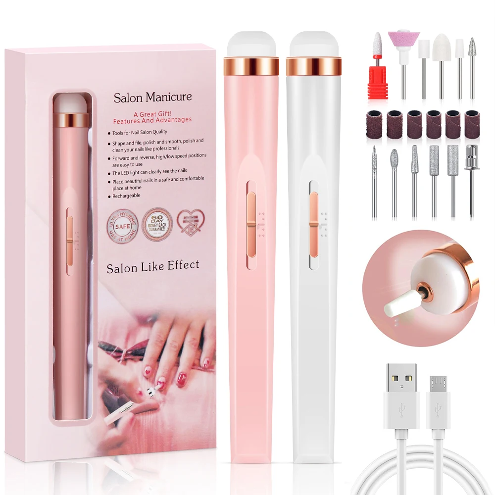 LINMANDA Portable Electric Nail File Nail Set with 4 Speeds Cuticle Trimmer Battery Operated Manicure and Pedicure Tools