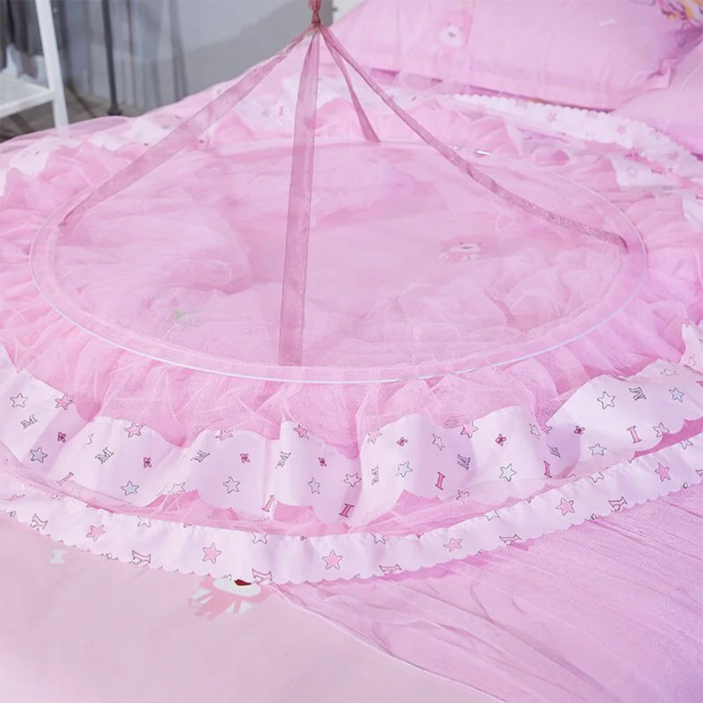 

1pc Lace Canopy Lightweight Mosquito Net For Home Hotel Bed Hanging Tent Pink Round Hanging Tent Bed Netting