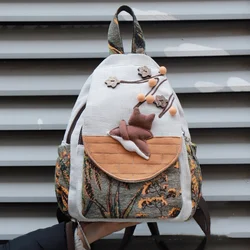 Mochila fofa dos desenhos animados para mulheres, mochila casual pequena com vários compartimentos, bolsa leve, deslocamento e viagem