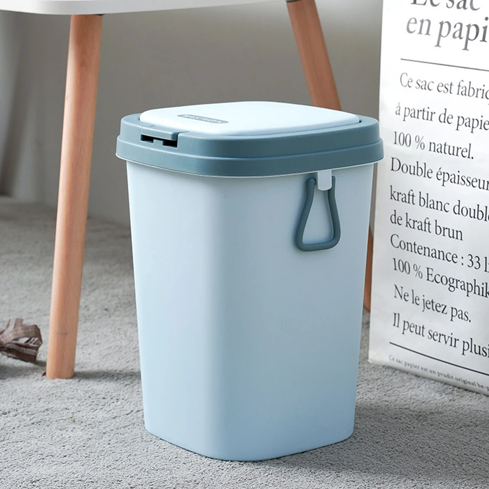 

Press Trash Can With Lid Thickened Plastic Garbage Bin Household Small Bedroom Bathroom Kitchen Waste Container Portable