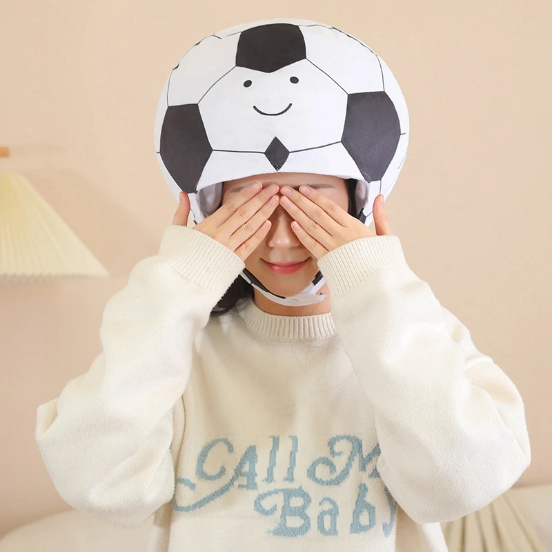 Funny Cute Ball Hat Plush Toy Football Cap Plushies Animal Stuffed Doll Winter Warm Pillow Birthday Gift For Kids