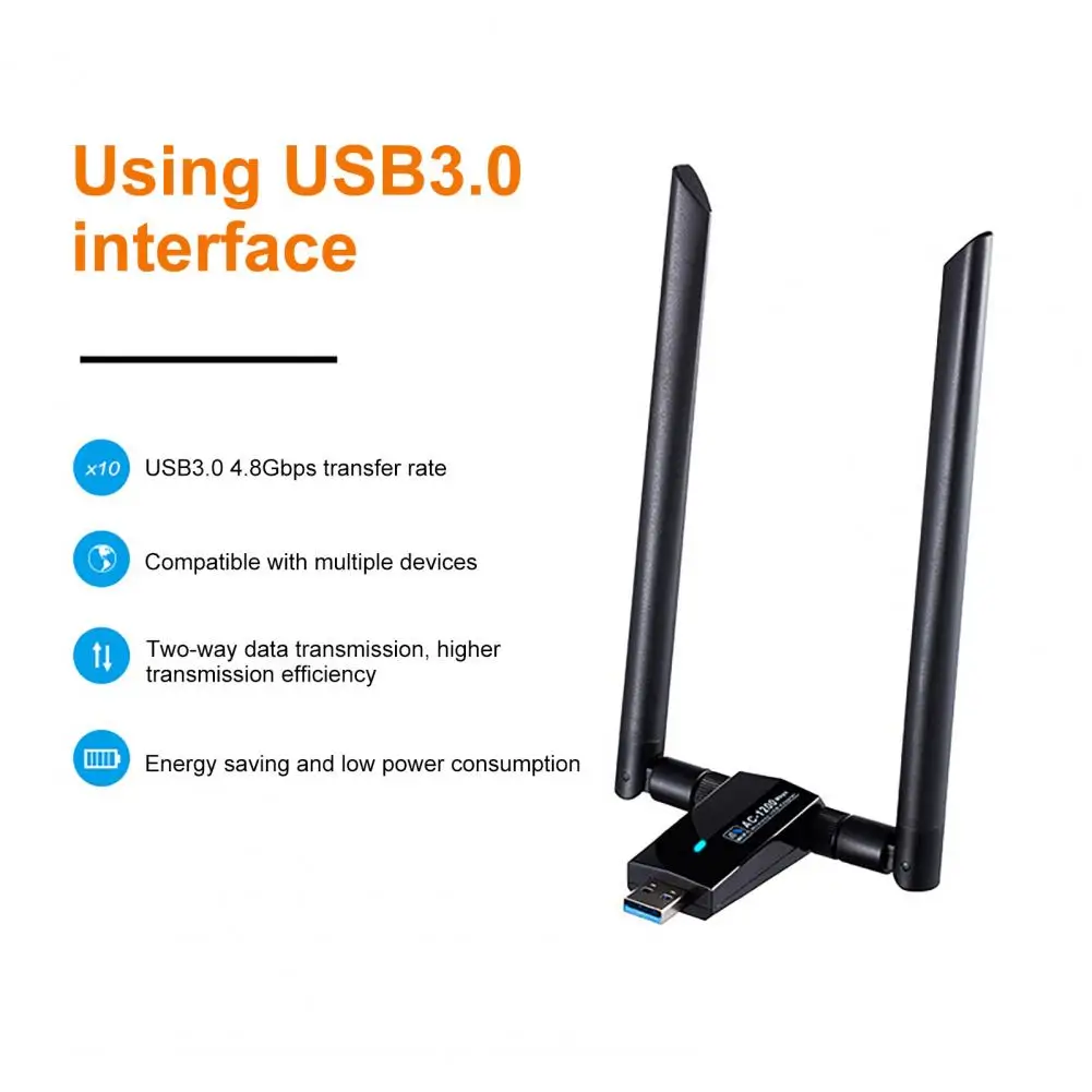 Useful Wireless Network Card AC1200M Easy Installation 2.4/5.8G Wireless Driver-free WiFi Adapter USB WiFi Card Rotatable