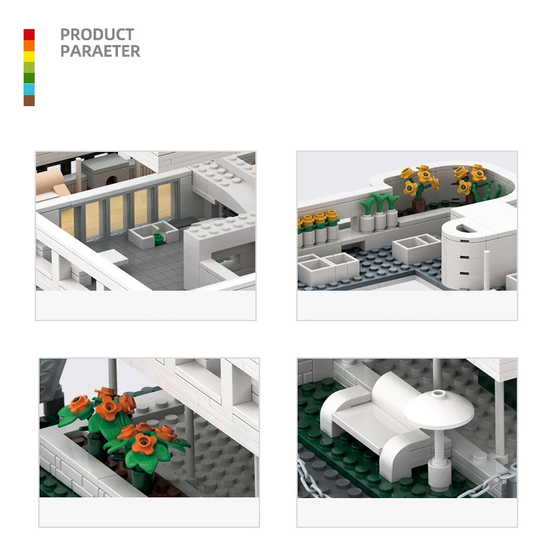 Criativo paris frança famosa arquitetura de arte moderna cidade rua vista bloco villa savoye modelo de construção tijolo brinquedo