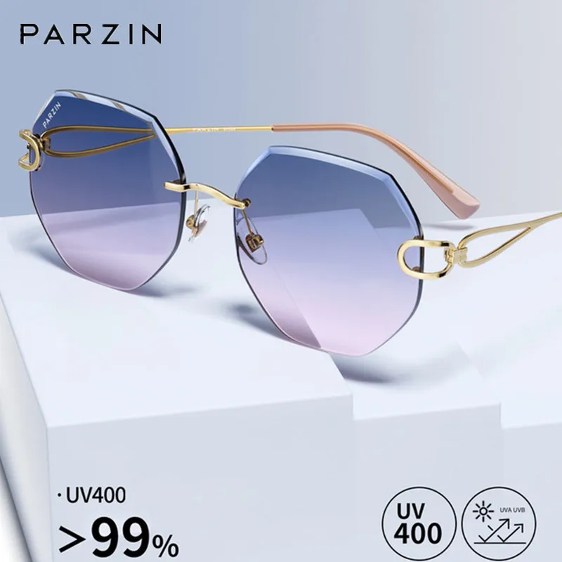 

PARZIN Fashion Rimlesss Sunglasses Women's Color Gradient Sun Glasses UV Protection Ladies Eyewear Shades PZ8376