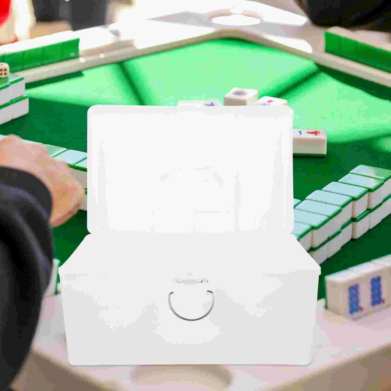 Mahjong caixa de armazenamento caixas grande capacidade caso plástico titular rack branco organizador doméstico