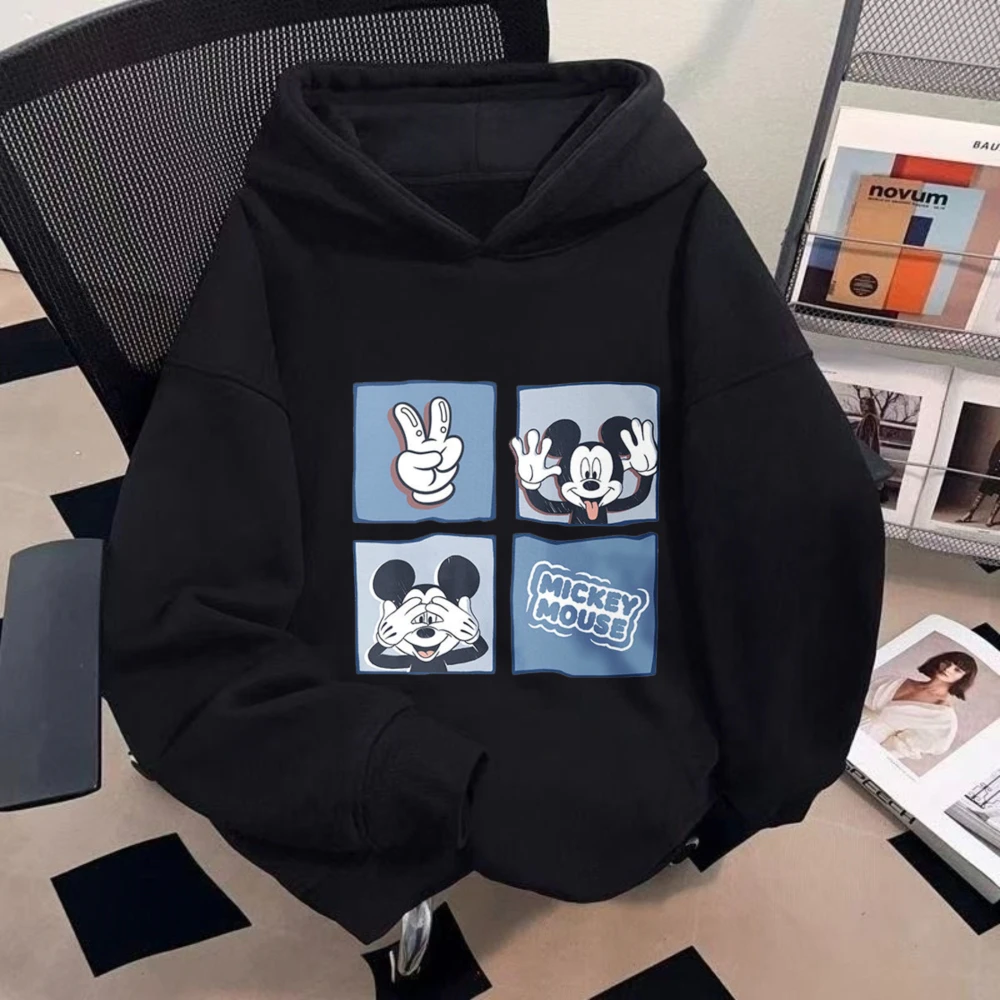 

Disney Mickey Mouse 4-Panel Print Kid Hoodies Fleece Lined Sweatshirts Baby Casual Hooded Tops For 0-8Y Children Sportswear Tops