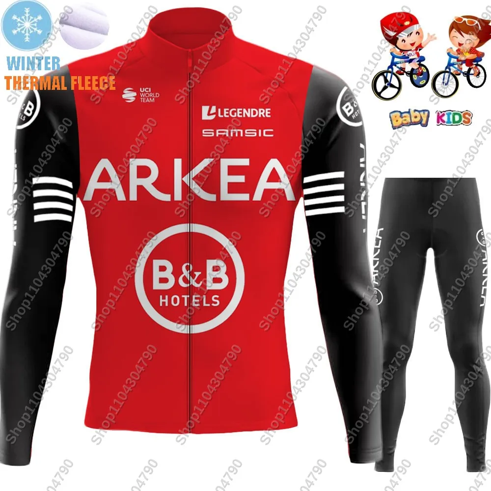 2025 Kids ARKEA B&B HOTELS Samic Cycling Jersey Set Boys Girls Cycling Clothing Long Sleeve Cycling Kits Road Bike Suit