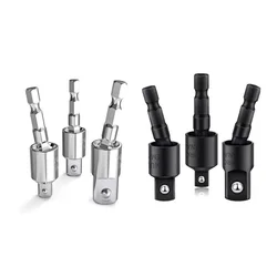 3Pcs 360°electric Drill Air Screwdriver Sleeve Universal Adapter Hexagonal Handle To Square Head Rotary Adapter Connect Rod Tool