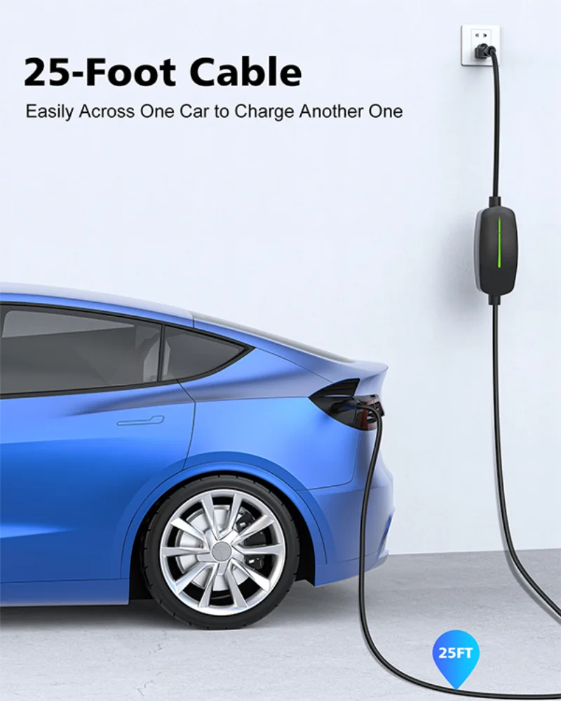 Portable EV Charger Home Electric Car NACS Port 16A IP66 USA 240V TPC Charger Charging Station for Tesla Model 3 S Y