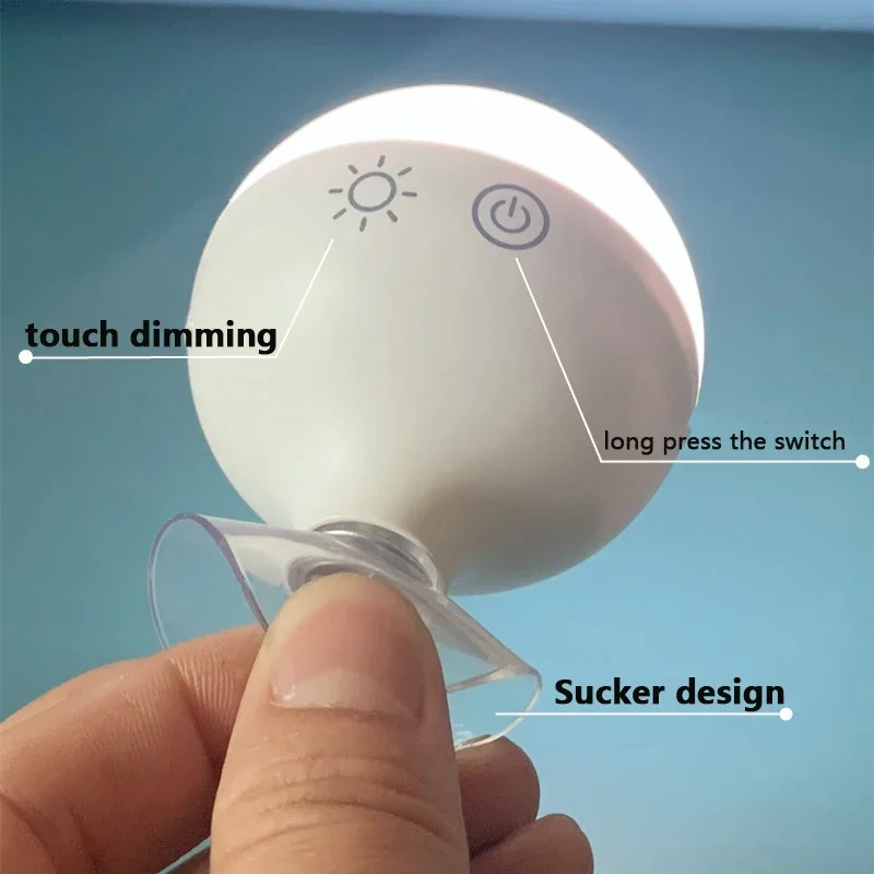 Creative Makeup Mirror Light Hole-free Suction Cup Rechargeable Night Light Bedroom Bedside Indoor Decor Mirror Front Lamps