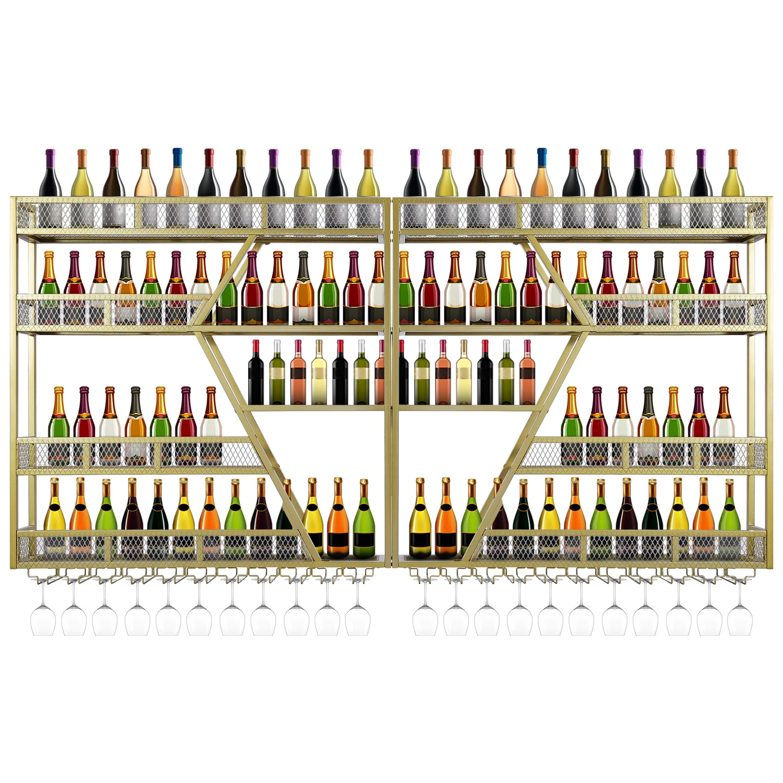 

Металлическая настенная полка для хранения и демонстрации винных бутылок с держателями для бокалов, винные стеллажи-шкафы для дома, столовой, кухни