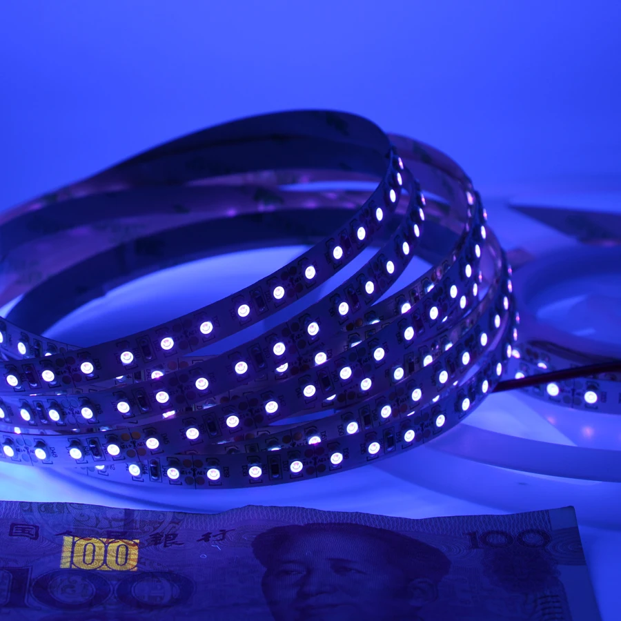 DC12V LED UV Strip 395-405nm Ultraviolet flexible lamp strip SMD 3528 60leds/M 120LEDS/M Car figurine cabinet, fluorescent party view 6