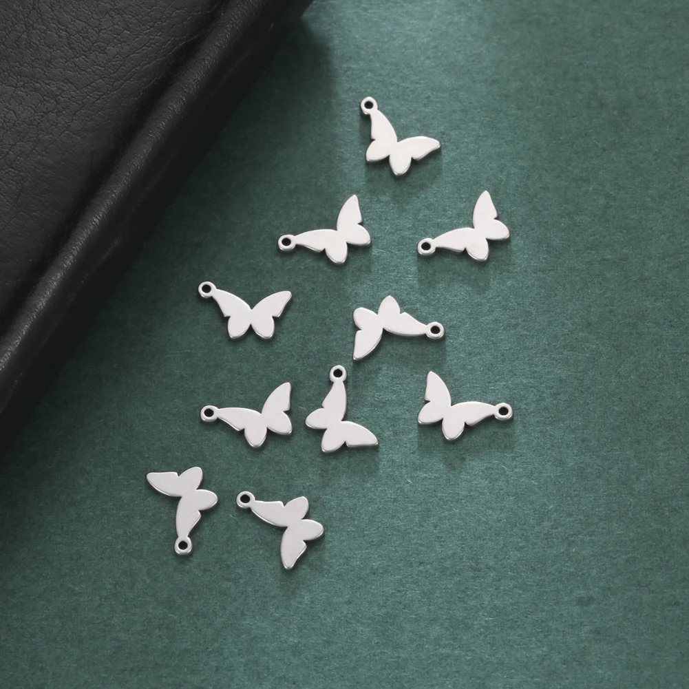 Teamer 5pcs/lot Exquisite Stainless Steel Charms for Jewelry Making Butterfly Fish Cross Basketball Mini Pendant for Bracelet