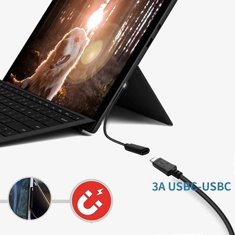 2X Nylon Braided For Surface Connect To USB-C Charging Cable For Surface Pro7 Go2 Pro6 5/4/3 Surface Laptop Book