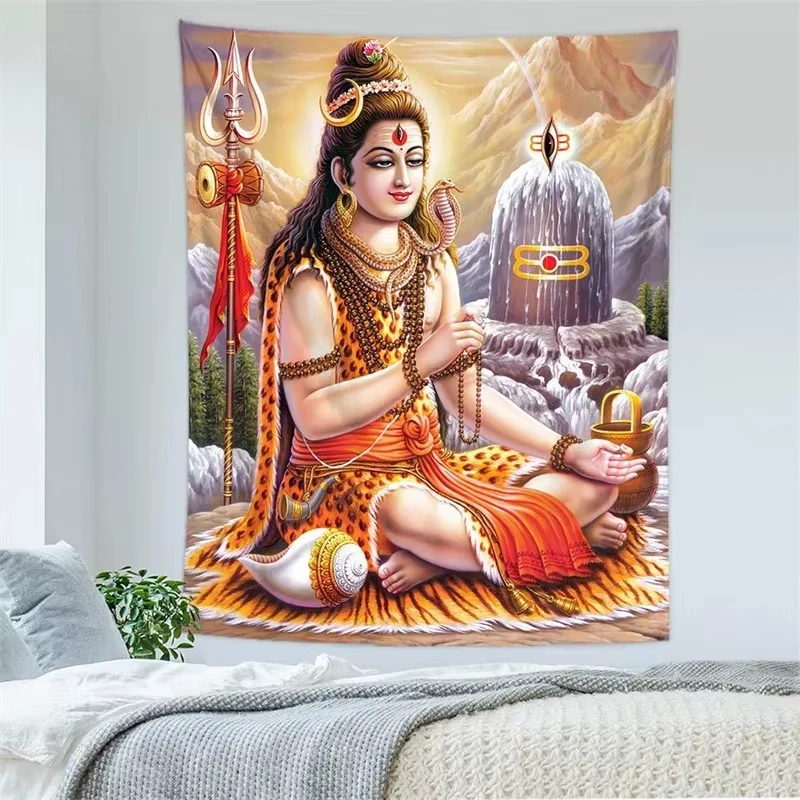 VIKAMA Hindu Ganesha Tapestry, Ethnic-Style Indian Wall Hanging, Wall Decor for Meditation Rooms and Bedrooms