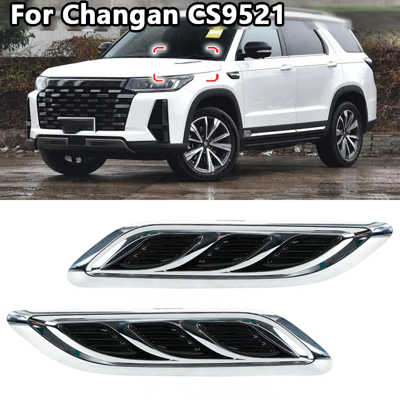 

Front Engine Hood Trim Cover Hood Bright Strip Engine Top Cover Trim Bonnet Air Vents Exterior Car Accessories For Changan CS95