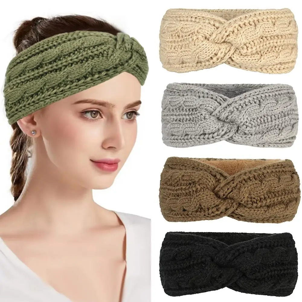 Plush Thick Wool Knitting Sports Headband Autumn Ear Protection Ear Warmer Women Thermal Insulation Cold proof Hair Accessories