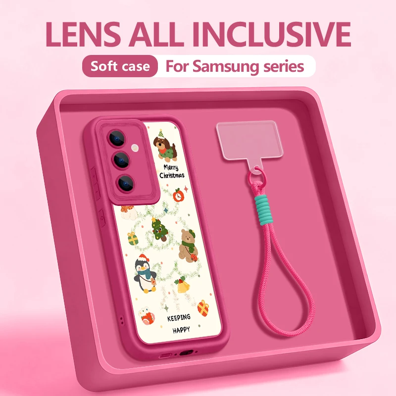 S25 borda caso bonito dos desenhos animados filhote de cachorro urso cordão caso para samsung s24 ultra s23 s22 s21 fe a17 a54 a15 a35 a55 a16 a26 a36 a56 5g