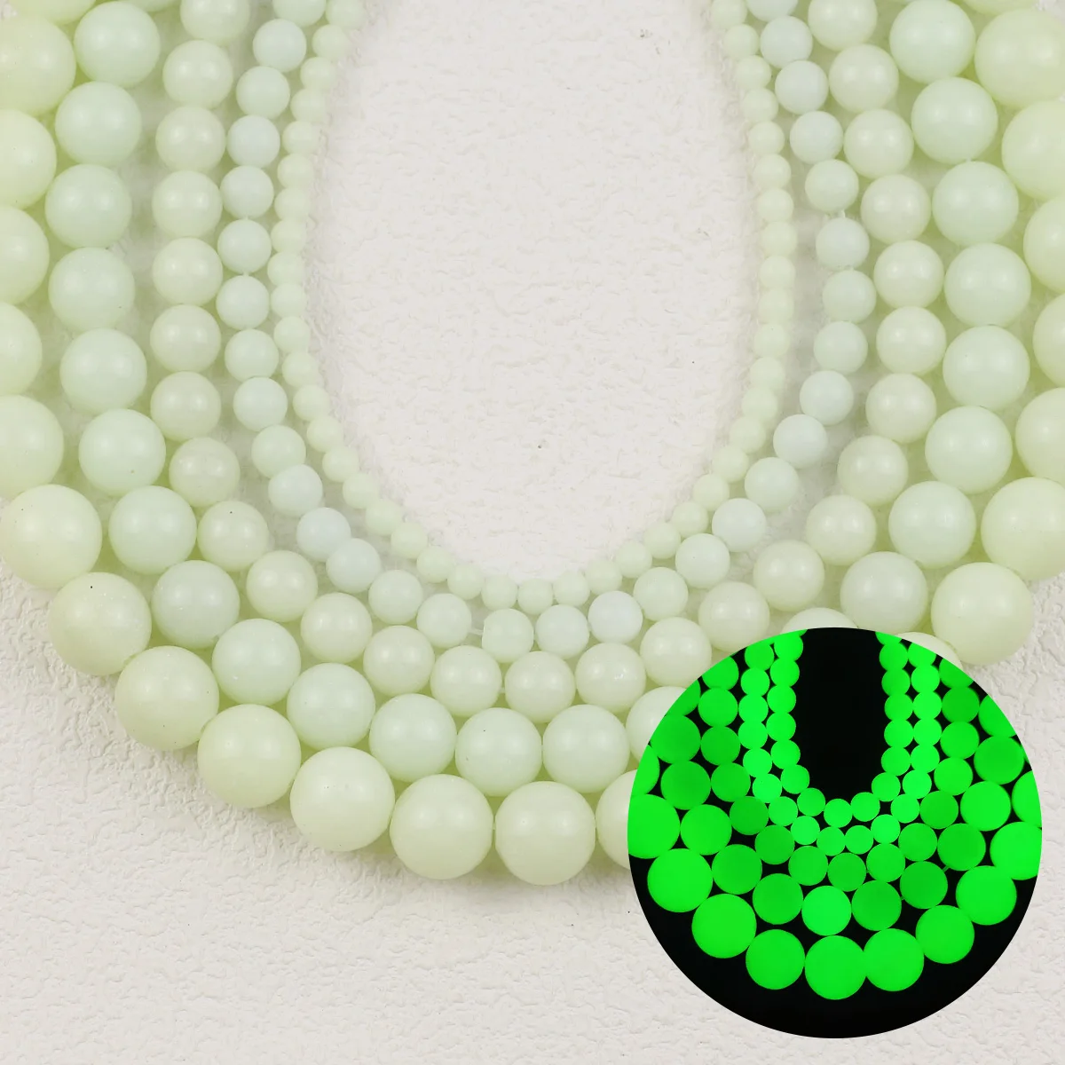 4/6/8/10/12mm Round Green Luminolite Loose Beads For Jewelry Making DIY Bracelet Necklace Earrings Pendant Accessories