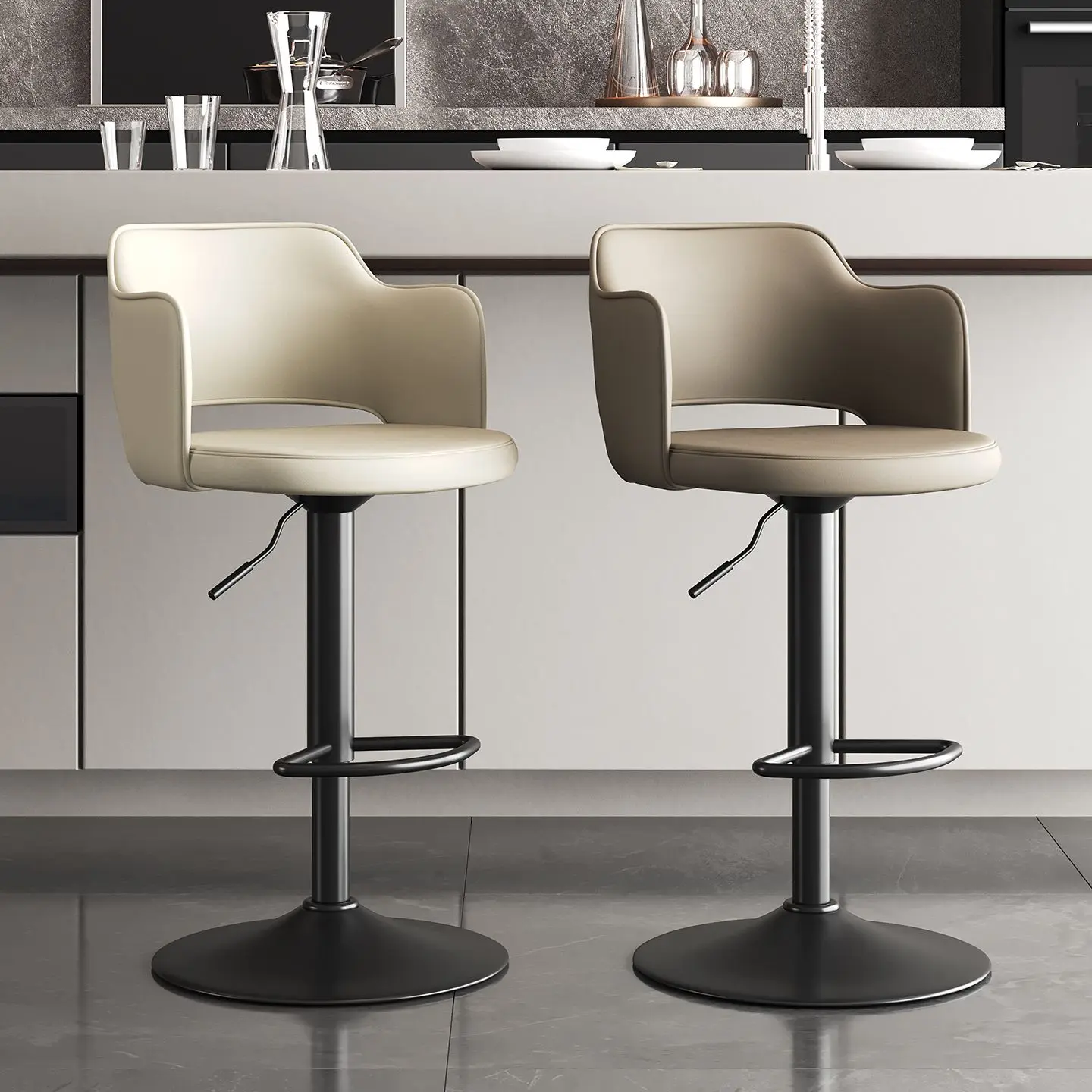 !@Modern Minimalist Bar Stools Adjustable Height Swivel Luxury Modern Kitchen Height Stool for Home Bar