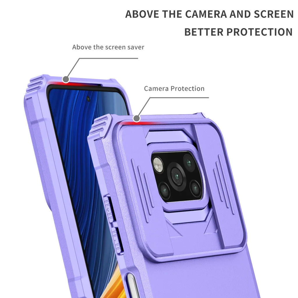 Shockproof Armor Slide Lens Case For Xiaomi Redmi Note 14 4G 5G Window Stand Case Back Cover for Redmi Note 14 Pro 5G 4G Global