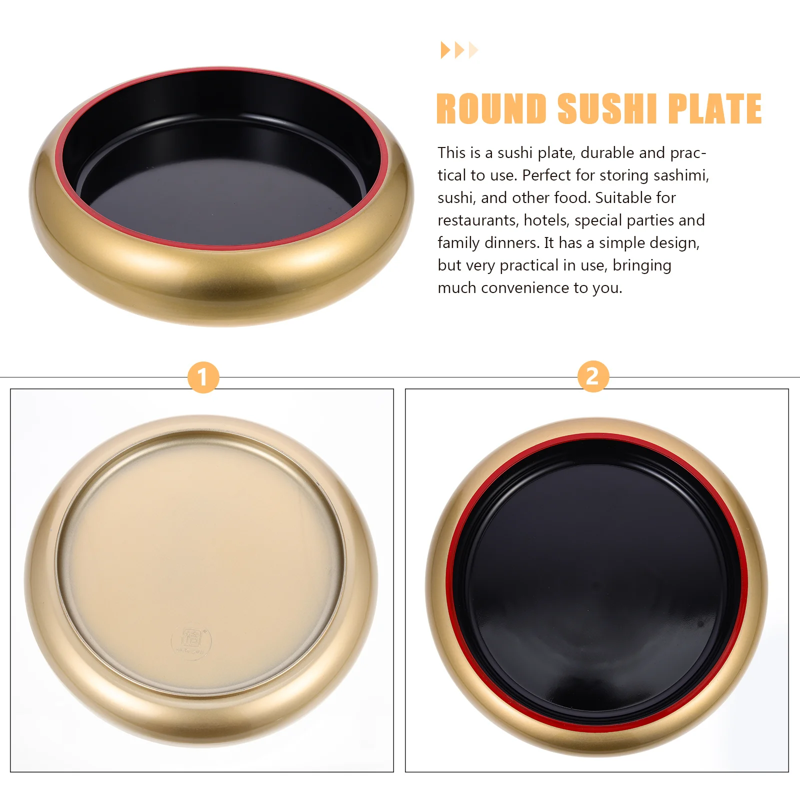 

Multi-Use Round Sushi Plate Hard-Wearing Smooth Surface for Sashimi Salmon Serving Comfortable Grip Japanese Style Food