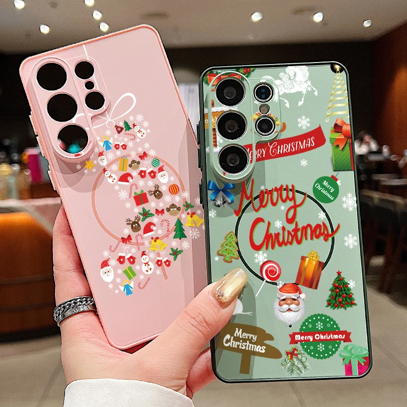 Magnetic Merry Christmas Print Phone Case For Samsung Galaxy S26 S25 S24 S23 Ultra S25 FE A57 A37 A17 A56 A16 A55 A36 A55 Cover
