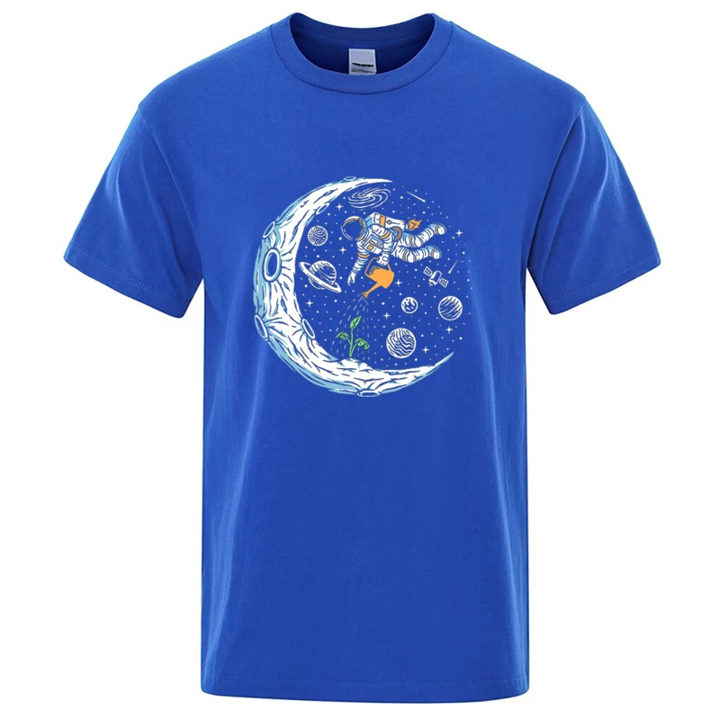 Summer Men T-shirt Cotton Blend Casual Funny Astronaut Design Print Loose O-neck T Shirt for Men Short Sleeve Male T-shirt Tees image 3
